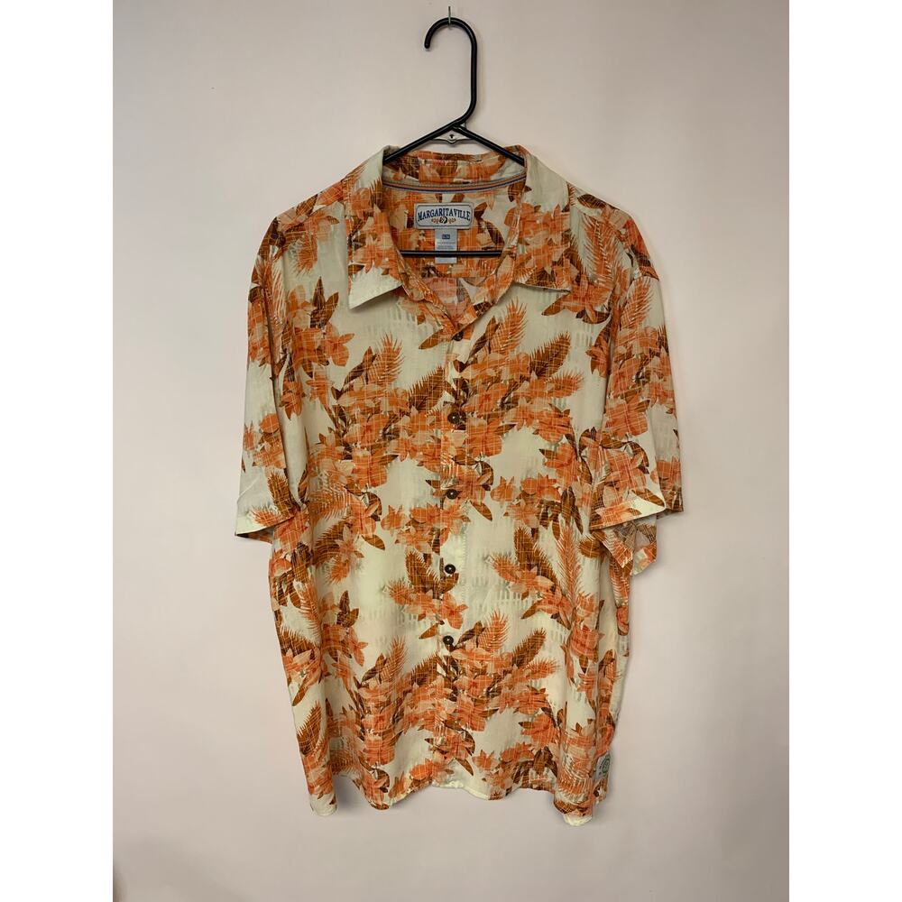 Margaritaville Tropical Hawaiian Floral Causal Button Down Shirt Mens SZ XL